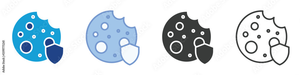 Poster cookies protection icons collection – multiple vector styles icons