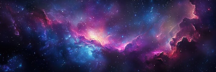 Galactic space inspired palette knife painting with deep purples, blues, and shimmering highlights