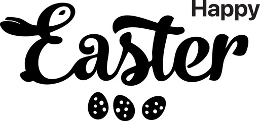 Happy Easter banner, poster, greeting card. Trendy Easter design with typography, bunnies, flowers, eggs, bunny ears, modern symbol Easter banner