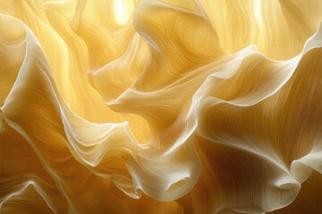 Obraz premium Abstract image of flowing, translucent fabric in warm golden hues, creating a sense of movement and fluidity.
