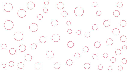 A white background scattered with various sizes of light pink circles, creating a playful, abstract pattern.