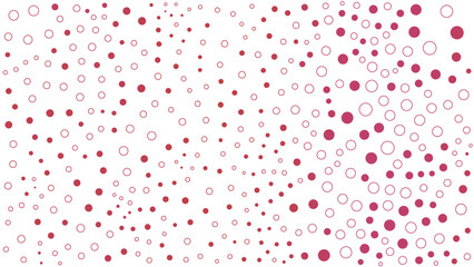 A pattern of scattered circles in varying shades of pink against a white background, creating a dynamic and artistic design.