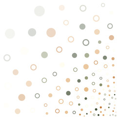 Abstract design featuring a gradient of circles in soft pastel tones, fading from light to dark against a white background.