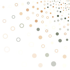 Abstract design featuring a gradient of circular patterns in soft shades of beige, green, and gray, fading against a white background.