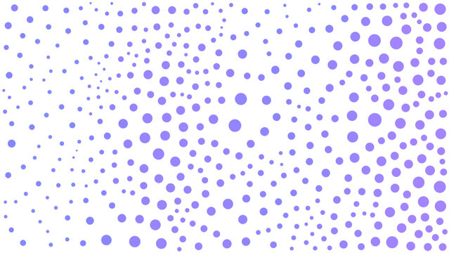 A pattern of varying-sized lavender dots scattered across a white background, creating a soft, abstract design.