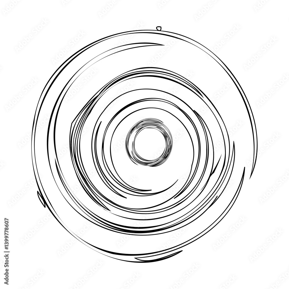 Poster drawn concentric circles with rough lines style