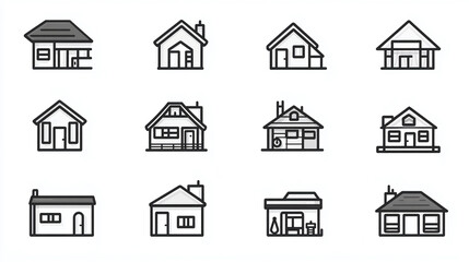 House icons vector set collection of real estate property home building architecture design illustration