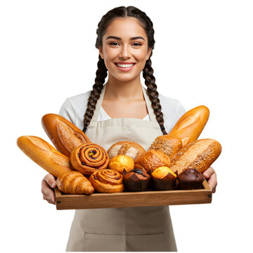 Baker Holding Freshly Baked Bread