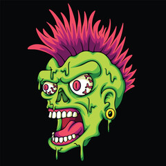punk zombie head Illustration