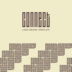 Logo template Connect with brand pattern in brown colours for business company visual identity