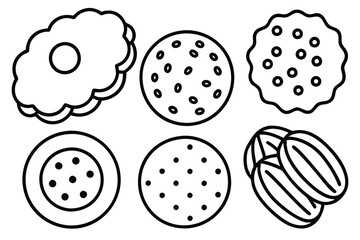 cookies line art sweet food drawing for design use