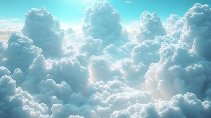 Cloudscape with Aerial View, Sunny Day, and High Altitude.