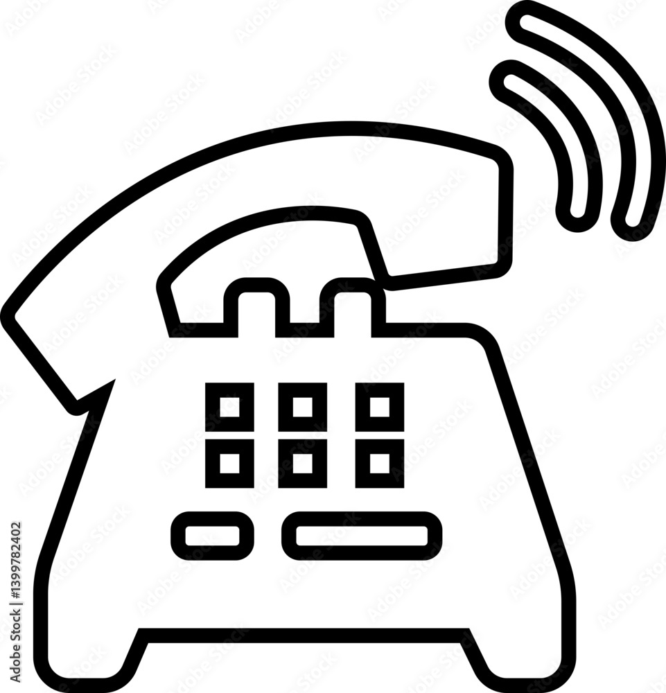 Poster phone call icon in line isolated on transparent background.