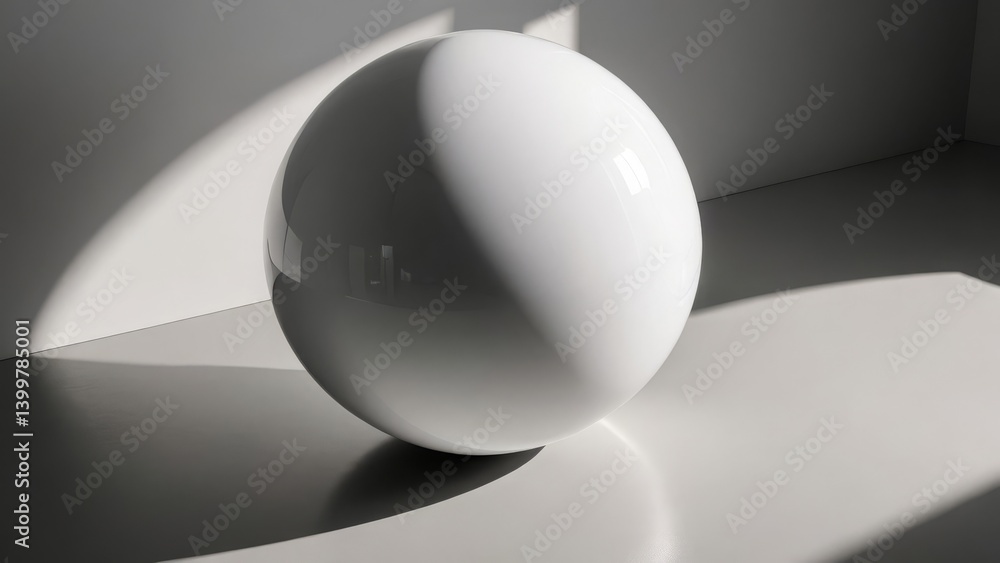 Poster minimalistic white sphere with shadows, representing simplicity and elegance in design