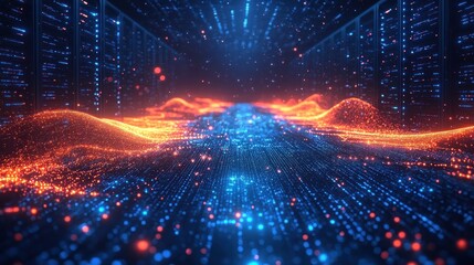 Obraz premium Digital Data Stream: A Futuristic Visualization of Data Flow