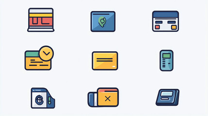 Collection of business and finance vector icons for web design and mobile app interface elements set design