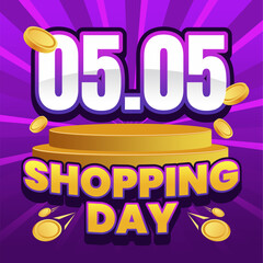 05.05 Shopping Day Promotion with Vibrant Purple and Gold Theme