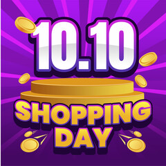 10.10 Shopping Day Promotion with Vibrant Purple and Gold Theme