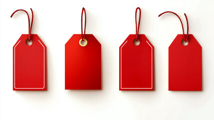 Red price tags sale discount promotion retail marketing shopping label blank tag design for product sale