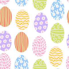 Seamless pattern with patterned eggs. Element for decoration design mail posts postcards poster print invitation background backdrop wrapping wallpaper banner textile