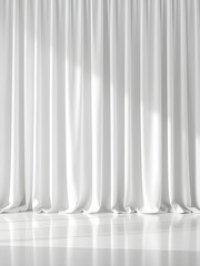 Obraz premium White Stage Curtains: Theater Performance Background. Elegant Drapery Design, Modern Interior Decor, Show Backdrop