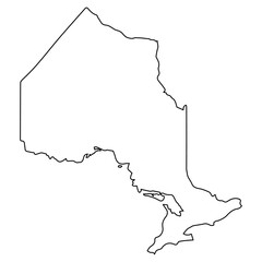 Ontario province outline, Canada, simple black border, geographical map