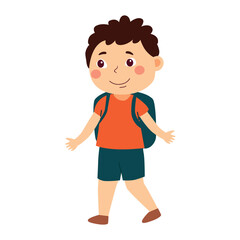 Cartoon Boy with Backpack. Vector illustration