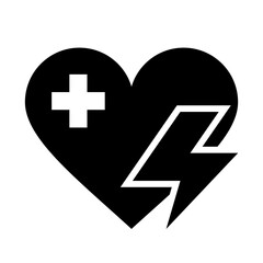 Vector health care icon, medical cross in red heart. Cardiology symbol isolated on white background.