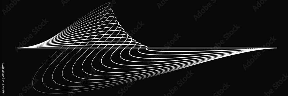 Poster digital sound equalizer . audio signal frequency signal . abstract flow linear fluid wavy shape . ac