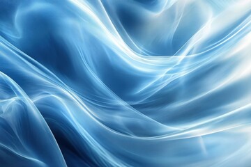 Obraz premium Ethereal blue fabric flowing gracefully in soft light, creating a serene and tranquil atmosphere