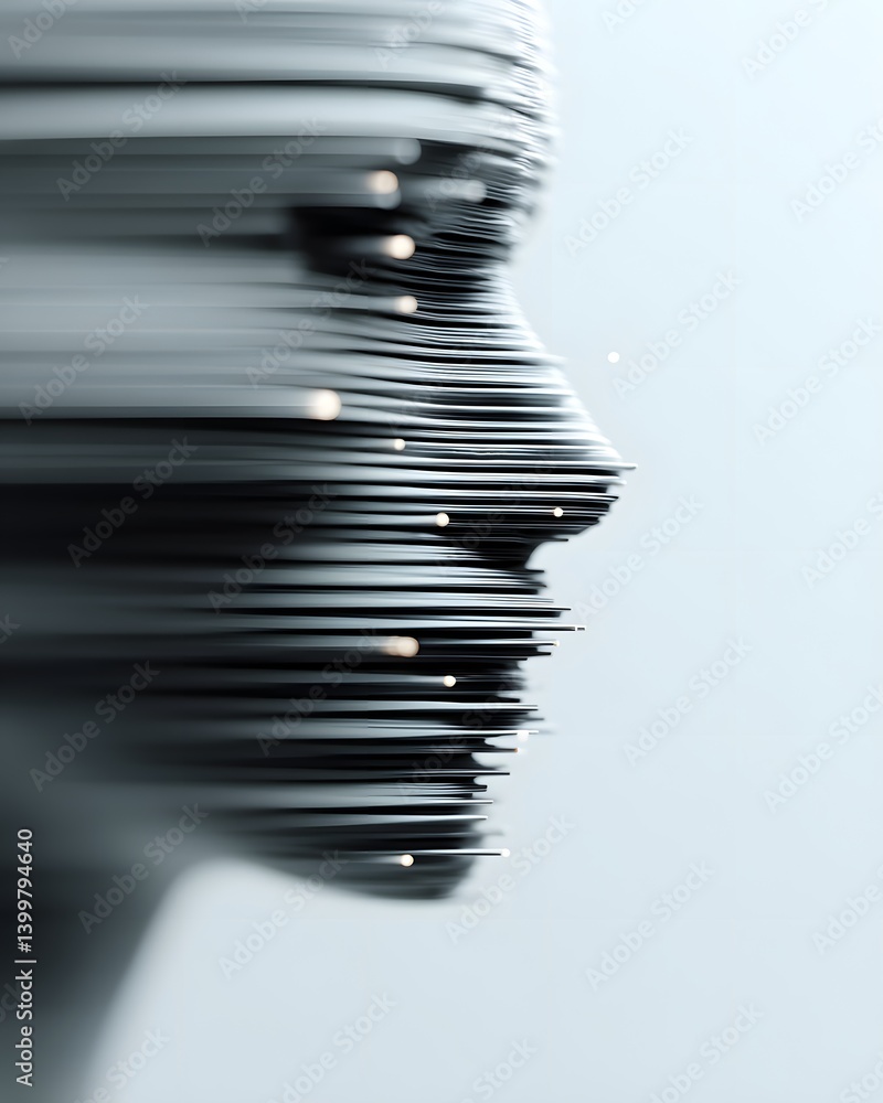 Poster predictive ai engine represented by flowing data curves, machine learning powering language model ac