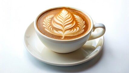 Stunning Latte Art Photography: Intricate Leaf Design in Creamy Coffee