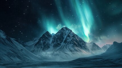 A Majestic Mountain Range Displays Northern Lights Underneath the Night Sky