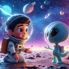 A curious young astronaut who meets an alien friend on an extrasolar planet.