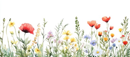 Obraz premium Watercolor Meadow Flowers Background