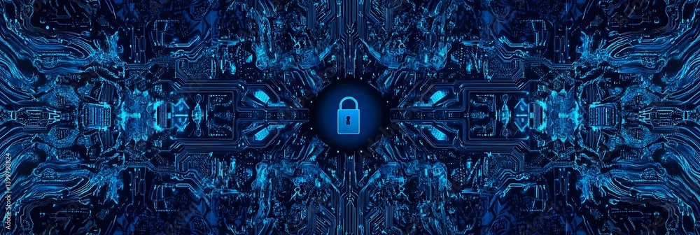 Poster abstract circuit board with lock