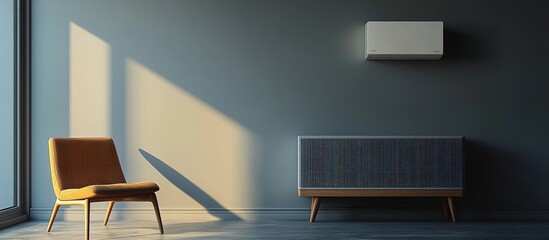 Modern Room Interior with Air Conditioner and Chair