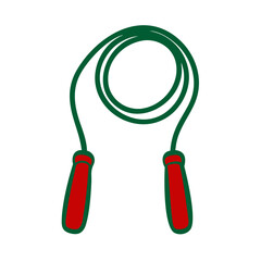 Jump Rope Icon with Red Handles on White Background  