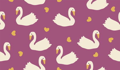 Cute swan pattern background vector design
