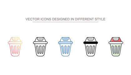 Bin icon design with white background stock illustration