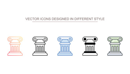 Ancient Pillar icon design with white background stock illustration