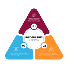 Vector triangle element for infographic. Template for cycling diagram, graph, presentation. Business concept with 3 options, parts, steps or processes. 