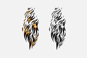 Obraz premium Outline Flame Set Hand Drawn Vector Image