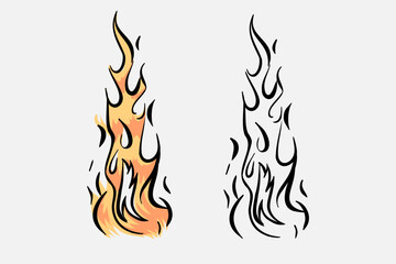 Outline Flame Set Hand Drawn Vector Image