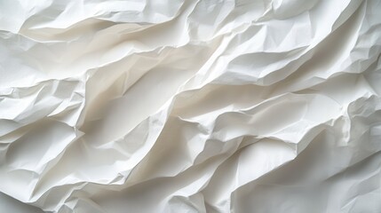 Obraz premium White wrinkled paper texture with dramatic shadows and folds