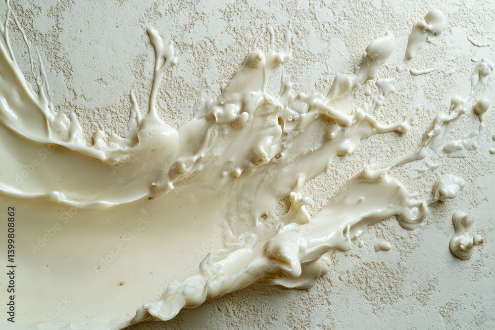 Aufkleber abstract creamy white splash on textured background. dynamic, fluid motion captured.