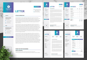 Blue And Purple Invoice And Letterhead
