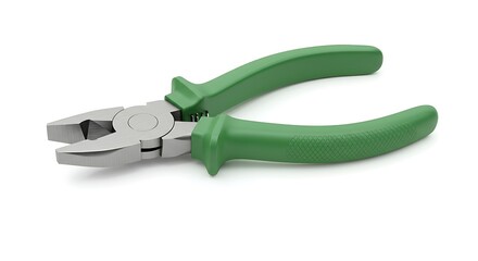 Obraz premium Close-up of Pliers with Green Handles Isolated on White