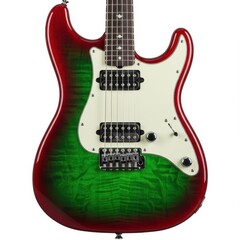 Naklejka premium Electric guitar close up shot on white background