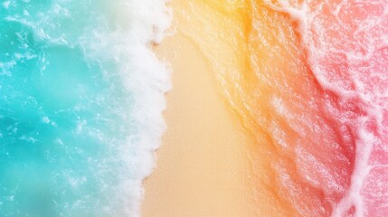 Fototapeta premium Vibrant Summer Beach with Energetic Waves and Soft Sandy Shore